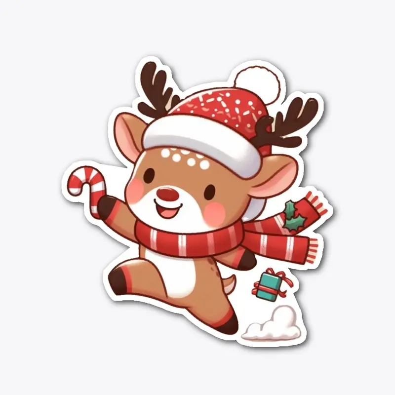 Die Cut Christmas Cute Reindeer Sticker